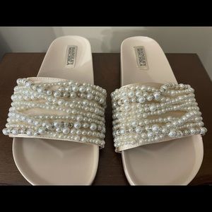 Badgley Mischka pearl slides